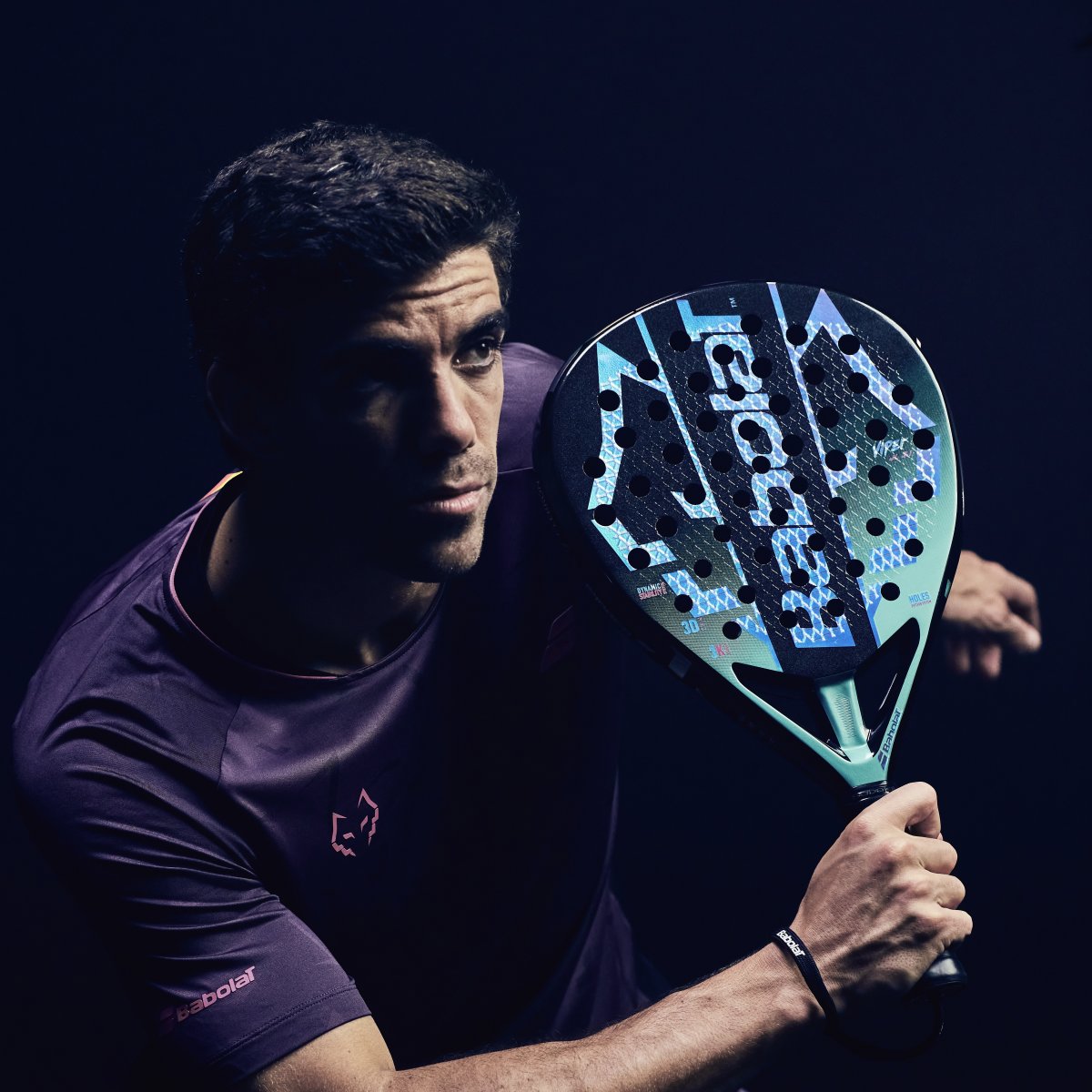 Juan Lebrón con la pala Babolat Viper 3.1